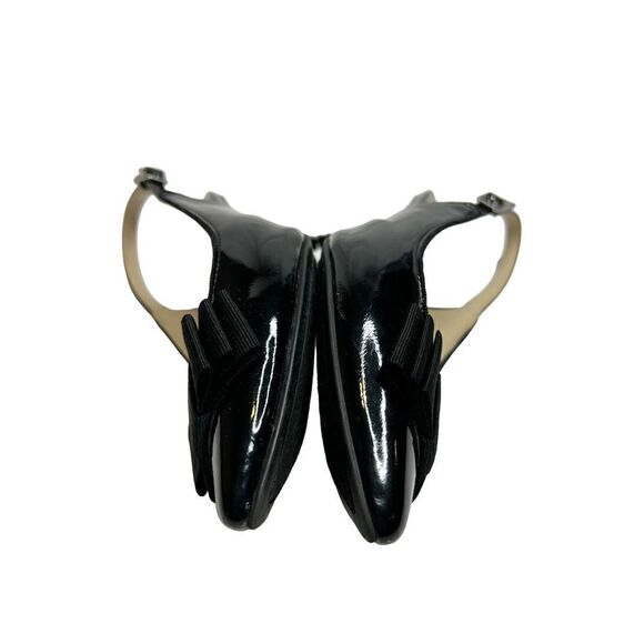 Adrienne Vittadini Shaniya black patent leather pointed toe sling back heels siz - Picture 9 of 16